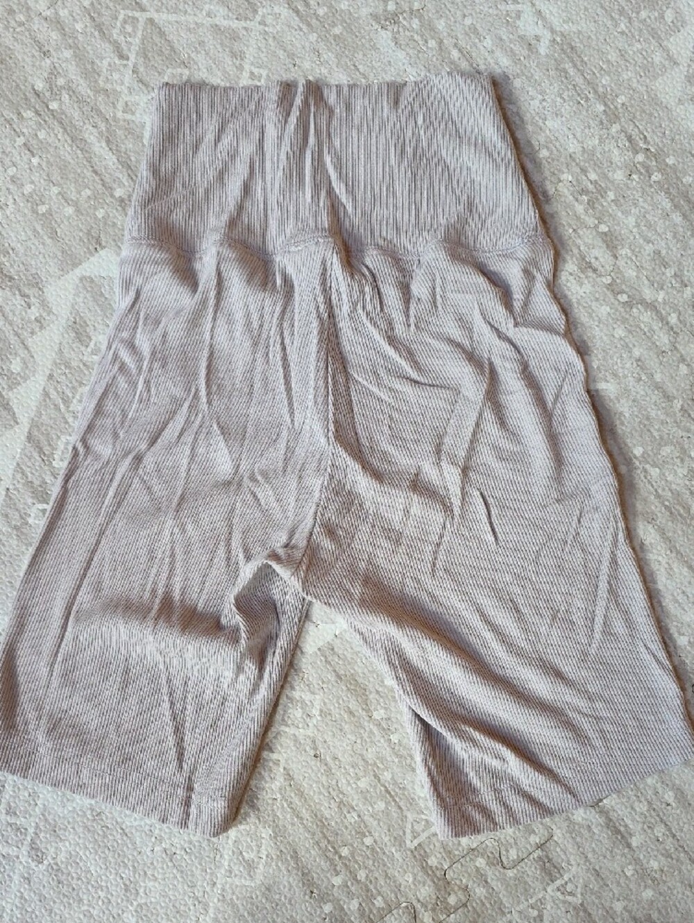 ILLA ILLA Ribbed High-Waist Bike Shorts - Light Taupe - Picture 2 of 3